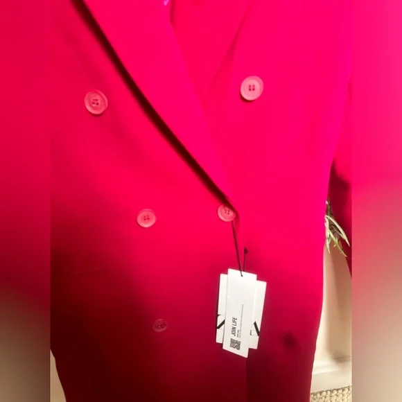 NWT ZARA Double Breasted Blazer Dress in Fuchsia - Picture 5 of 10